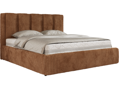 Łóżko tapicerowane SAVINO CLASSIC 180x200 - materac multipocket - pomarańczowy, sztruks