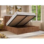 Łóżko tapicerowane SAVINO CLASSIC 180x200 - materac multipocket - pomarańczowy, sztruks