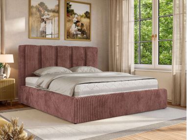 Łóżko tapicerowane SAVINO CLASSIC 180x200 - materac piankowy - różowy, sztruks