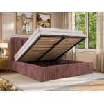 Łóżko tapicerowane SAVINO CLASSIC 200x200 - materac multipocket - różowy, sztruks