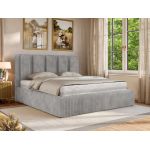 Łóżko tapicerowane SAVINO CLASSIC 180x200 - materac pocket - jasnoszary, sztruks