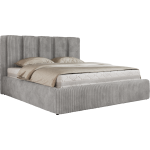 Łóżko tapicerowane SAVINO CLASSIC 200x200 - materac pocket - jasnoszary, sztruks