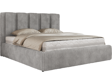 Łóżko tapicerowane SAVINO CLASSIC 160x200 - materac multipocket - jasnoszary, sztruks