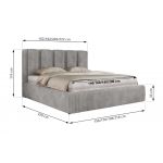 Łóżko tapicerowane SAVINO CLASSIC 160x200 - materac multipocket - jasnoszary, sztruks