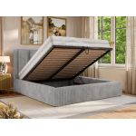 Łóżko tapicerowane SAVINO CLASSIC 180x200 - materac multipocket - jasnoszary, sztruks