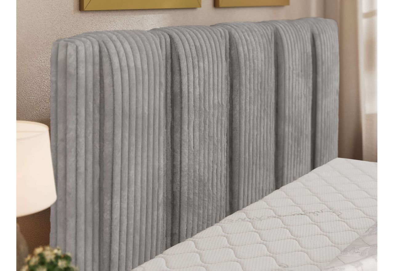 Łóżko tapicerowane SAVINO CLASSIC 180x200 - materac multipocket - jasnoszary, sztruks