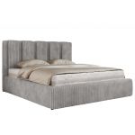 Łóżko tapicerowane SAVINO CLASSIC 180x200 - materac multipocket - jasnoszary, sztruks