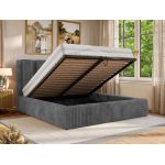 Łóżko tapicerowane SAVINO CLASSIC 140x200 - materac multipocket - szary, sztruks