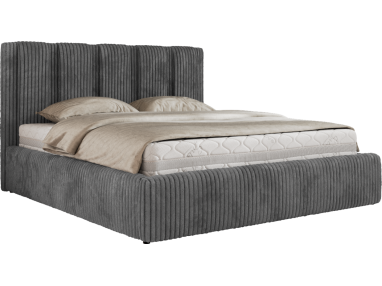 Łóżko tapicerowane SAVINO CLASSIC 160x200 - materac multipocket - szary, sztruks