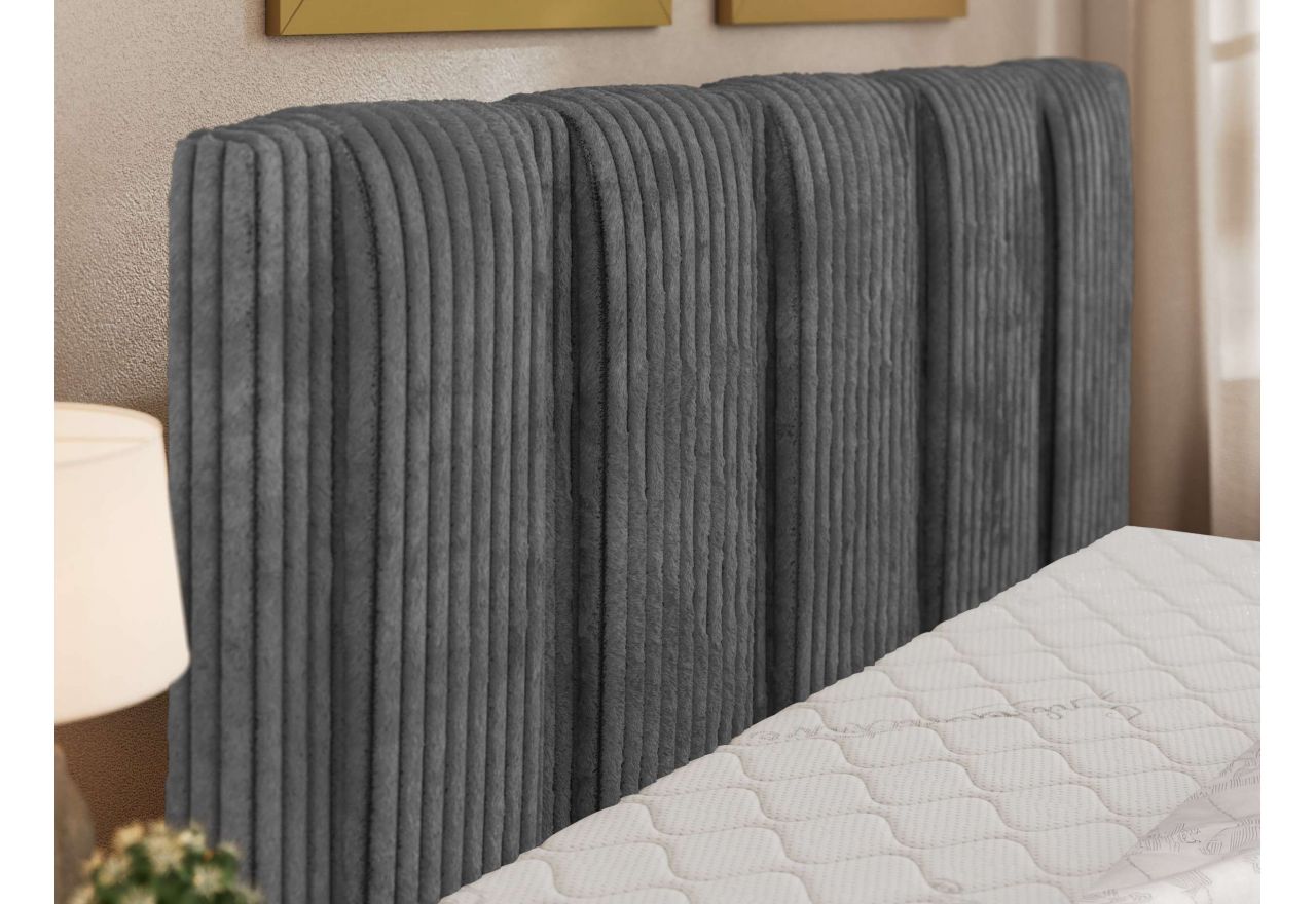 Łóżko tapicerowane SAVINO CLASSIC 180x200 - materac multipocket - szary, sztruks