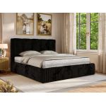 Łóżko tapicerowane SAVINO CLASSIC 200x200 - materac multipocket - czarny, sztruks