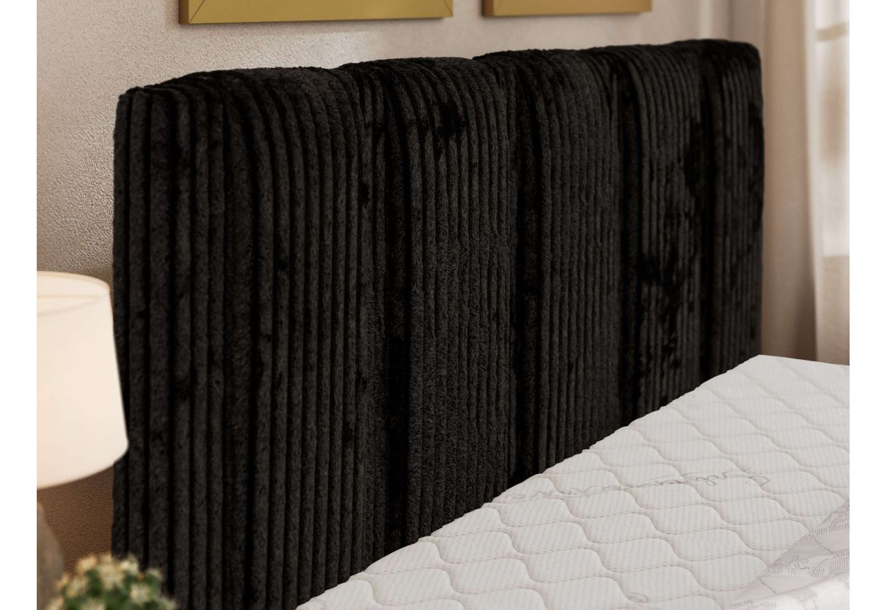 Łóżko tapicerowane SAVINO CLASSIC 200x200 - materac multipocket - czarny, sztruks