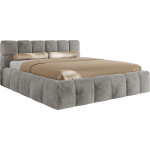 Łóżko tapicerowane NIRA CLASSIC 140x200 - materac pocket - jasnoszary, plusz