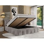 Łóżko tapicerowane NIRA CLASSIC 180x200 - materac pocket - jasnoszary, plusz