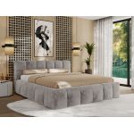Łóżko tapicerowane NIRA CLASSIC 200x200 - materac pocket - jasnoszary, plusz