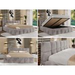 Łóżko tapicerowane NIRA CLASSIC 200x200 - materac multipocket - jasnoszary, plusz