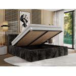 Łóżko tapicerowane NIRA CLASSIC 160x200 - materac pocket - ciemnoszary, plusz