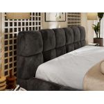 Łóżko tapicerowane NIRA CLASSIC 180x200 - materac pocket - ciemnoszary, plusz