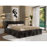 Łóżko tapicerowane NIRA CLASSIC 200x200 - materac pocket - ciemnoszary, plusz