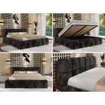 Łóżko tapicerowane NIRA CLASSIC 200x200 - materac pocket - ciemnoszary, plusz