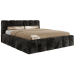 Łóżko tapicerowane NIRA CLASSIC 200x200 - materac multipocket - ciemnoszary, plusz