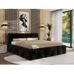 Łóżko tapicerowane NIRA CLASSIC 140x200 - materac pocket - czarny, plusz