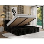 Łóżko tapicerowane NIRA CLASSIC 180x200 - materac pocket - czarny, plusz