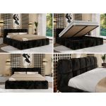 Łóżko tapicerowane NIRA CLASSIC 180x200 - materac pocket - czarny, plusz