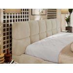 Łóżko tapicerowane NIRA CLASSIC 160x200 - materac pocket - kremowy, plusz