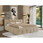 Łóżko tapicerowane NIRA CLASSIC 180x200 - materac pocket - kremowy, plusz