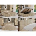 Łóżko tapicerowane NIRA CLASSIC 180x200 - materac pocket - kremowy, plusz
