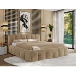 Łóżko tapicerowane NIRA CLASSIC 160x200 - materac pocket - beżowy, plusz