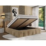 Łóżko tapicerowane NIRA CLASSIC 180x200 - materac pocket - beżowy, plusz