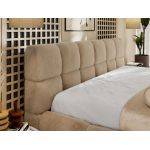 Łóżko tapicerowane NIRA CLASSIC 180x200 - materac pocket - beżowy, plusz