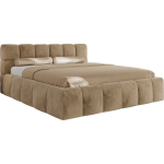 Łóżko tapicerowane NIRA CLASSIC 180x200 - materac multipocket - beżowy, plusz