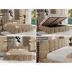 Łóżko tapicerowane NIRA CLASSIC 180x200 - materac multipocket - beżowy, plusz