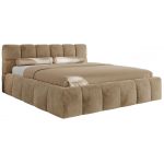 Łóżko tapicerowane NIRA CLASSIC 180x200 - materac multipocket - beżowy, plusz