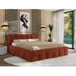 Łóżko tapicerowane NIRA CLASSIC 180x200 - materac pocket - pomarańczowy, plusz