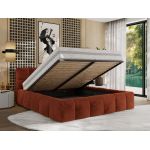 Łóżko tapicerowane NIRA CLASSIC 180x200 - materac pocket - pomarańczowy, plusz