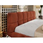 Łóżko tapicerowane NIRA CLASSIC 180x200 - materac multipocket - pomarańczowy, plusz