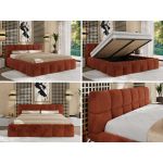 Łóżko tapicerowane NIRA CLASSIC 180x200 - materac multipocket - pomarańczowy, plusz