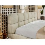 Łóżko tapicerowane NIRA CLASSIC 140x200 - materac pocket - beżowy, welwet