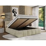 Łóżko tapicerowane NIRA CLASSIC 180x200 - materac pocket - beżowy, welwet