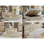 Łóżko tapicerowane NIRA CLASSIC 140x200 - materac multipocket - beżowy, welwet