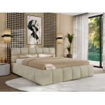 Łóżko tapicerowane NIRA CLASSIC 180x200 - materac multipocket - beżowy, welwet