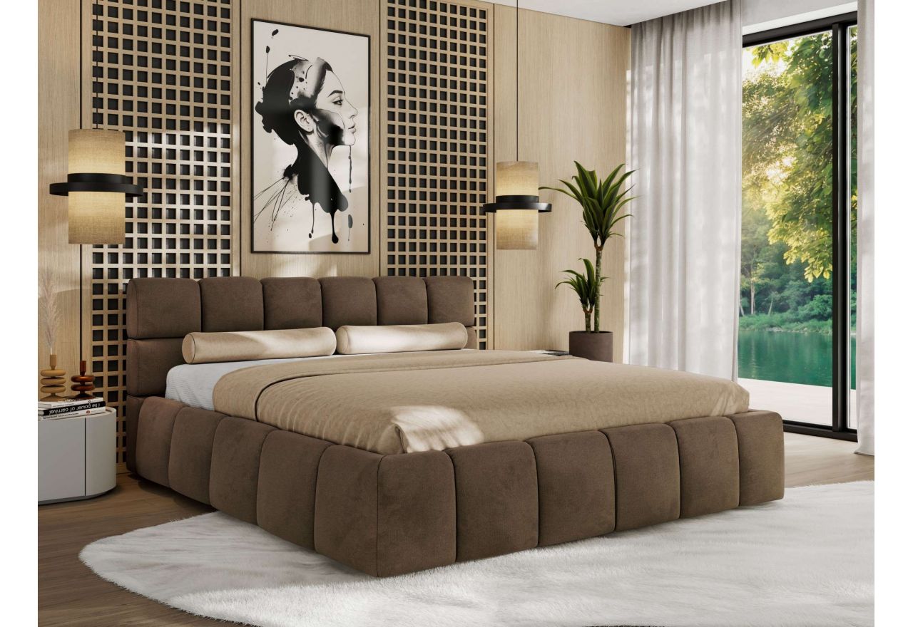 Łóżko tapicerowane NIRA CLASSIC 180x200 - brązowy, welwet