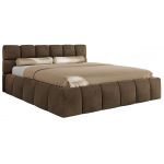 Łóżko tapicerowane NIRA CLASSIC 140x200 - materac pocket - brązowy, welwet