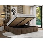 Łóżko tapicerowane NIRA CLASSIC 160x200 - materac pocket - brązowy, welwet