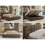 Łóżko tapicerowane NIRA CLASSIC 160x200 - materac multipocket - brązowy, welwet