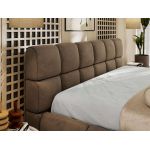 Łóżko tapicerowane NIRA CLASSIC 180x200 - materac multipocket - brązowy, welwet